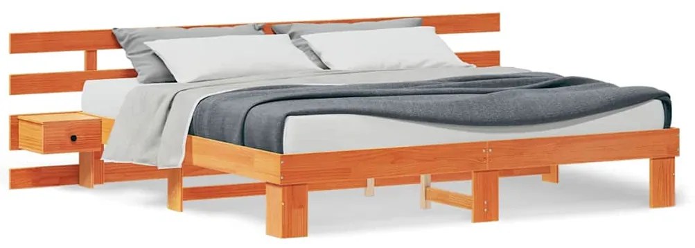 Estrutura da Cama Castanho 180 x 200 cm Madeira maciça