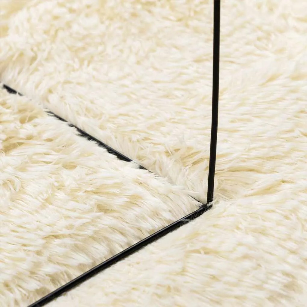 Tapete shaggy de pelo alto NAVARRA 60x100 cm poliéster creme