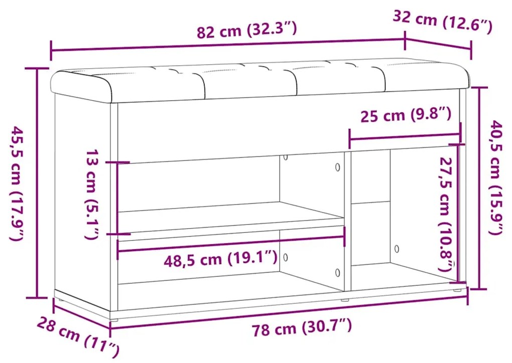 Banco sapateira 82x32x45,5 cm derivados madeira madeira velha