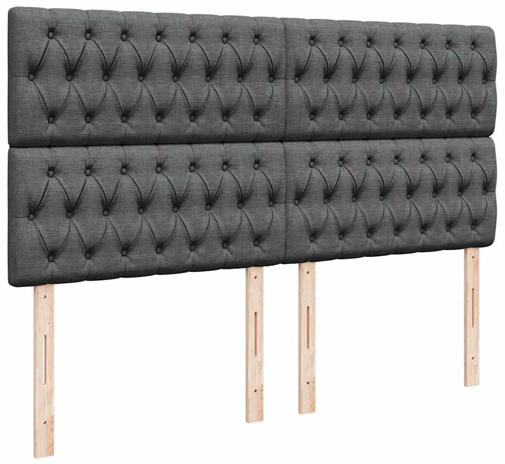 Cama com molas/colchão 200x200 cm tecido cinzento-escuro