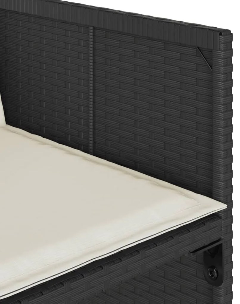 17 pcs conjunto de jantar p/ jardim c/ almofadões vime PE preto