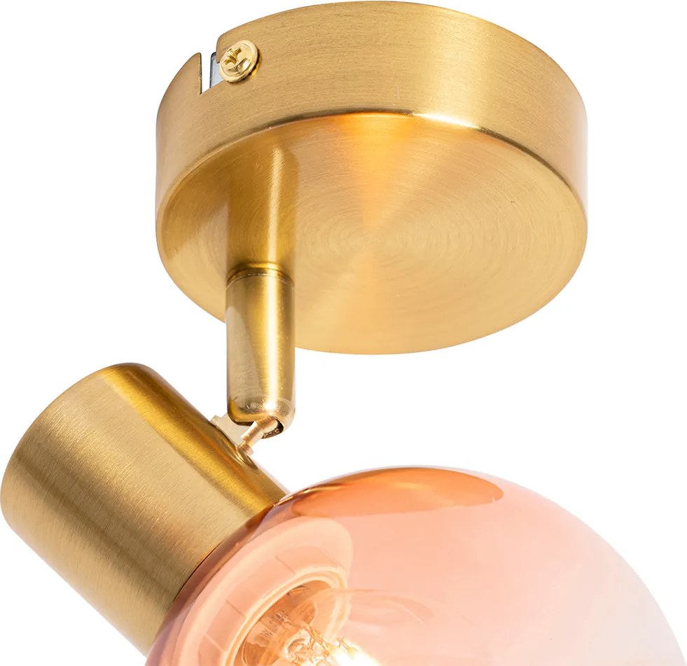 Projetores Art Deco Dourado com Vidro Rosa - Vidro