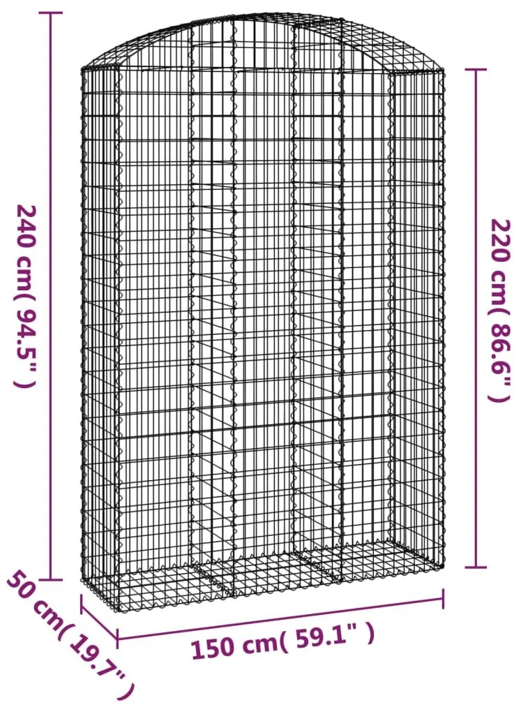Cesto gabião arqueado 150x50x220/240 cm ferro galvanizado
