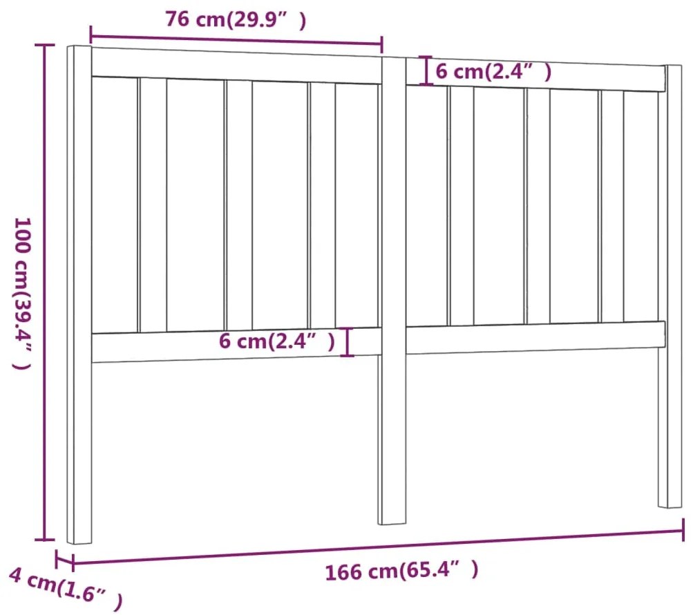 Cabeceira de cama 166x4x100 cm pinho maciço