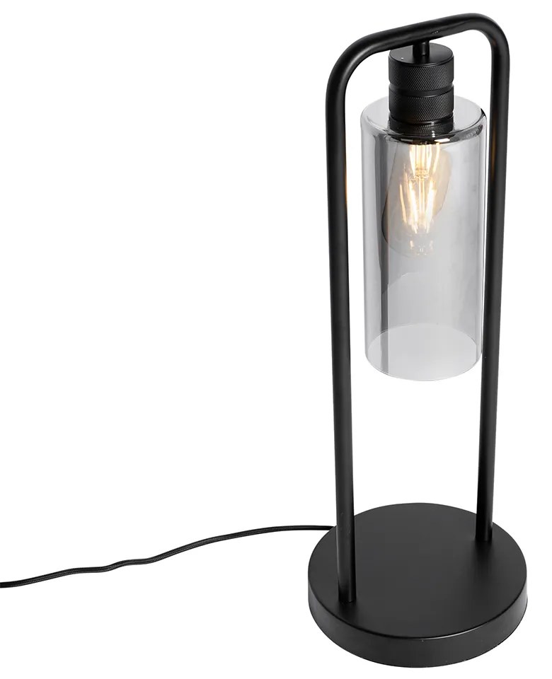Candeeiro de mesa moderno preto com vidro fumê - Stavelot