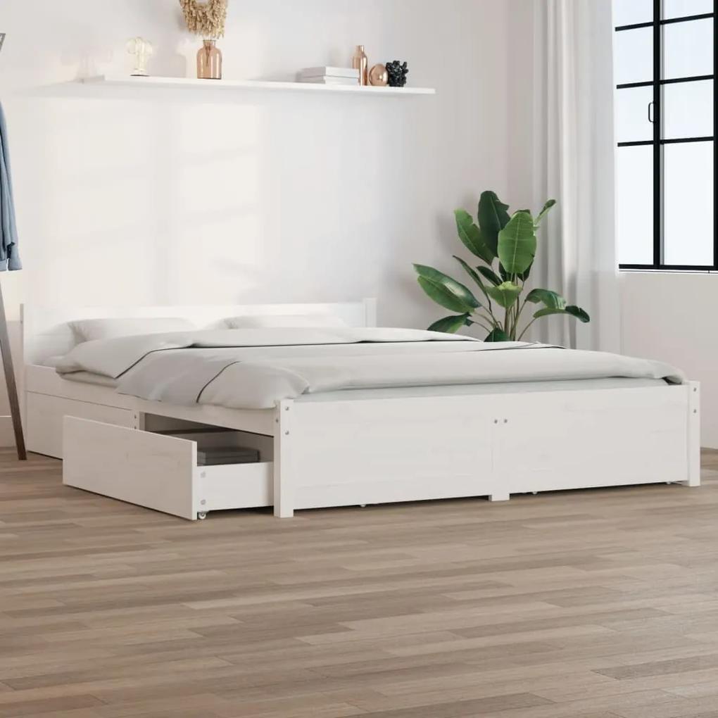 Estrutura de cama com gavetas 150x200cm 5FT tamanho King branco