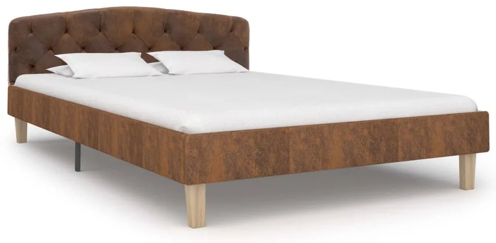 Estrutura de cama 120x200 cm camurça artificial castanho
