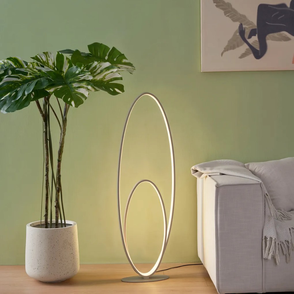 Candeeiro de pé de design bege com LED regulável em 3 níveis - Boomerang