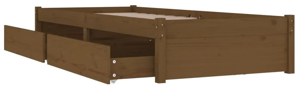 Estrutura de cama c/ gavetas 90x190 cm castanho mel