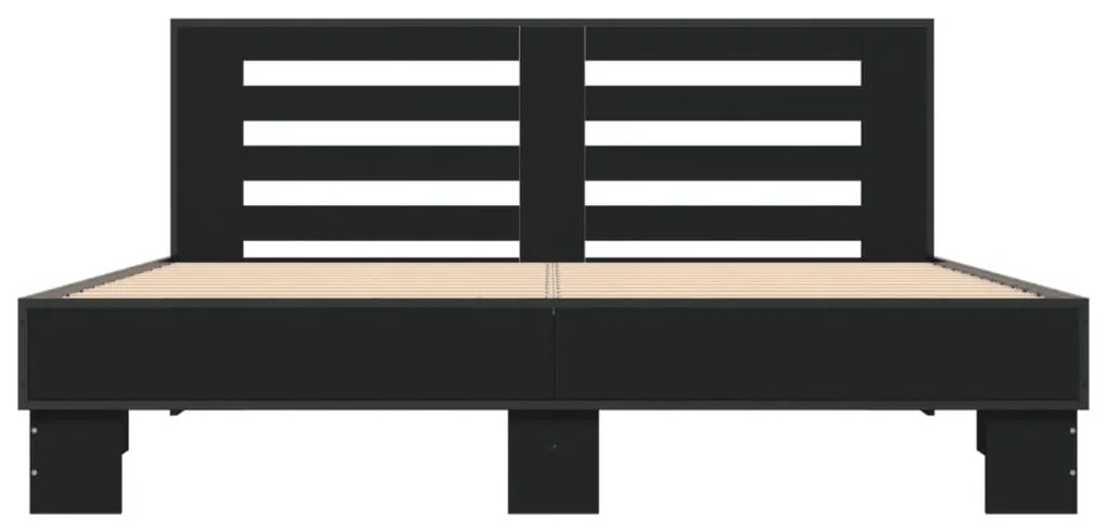 Estrutura de cama 150x200 cm derivados de madeira/metal preto