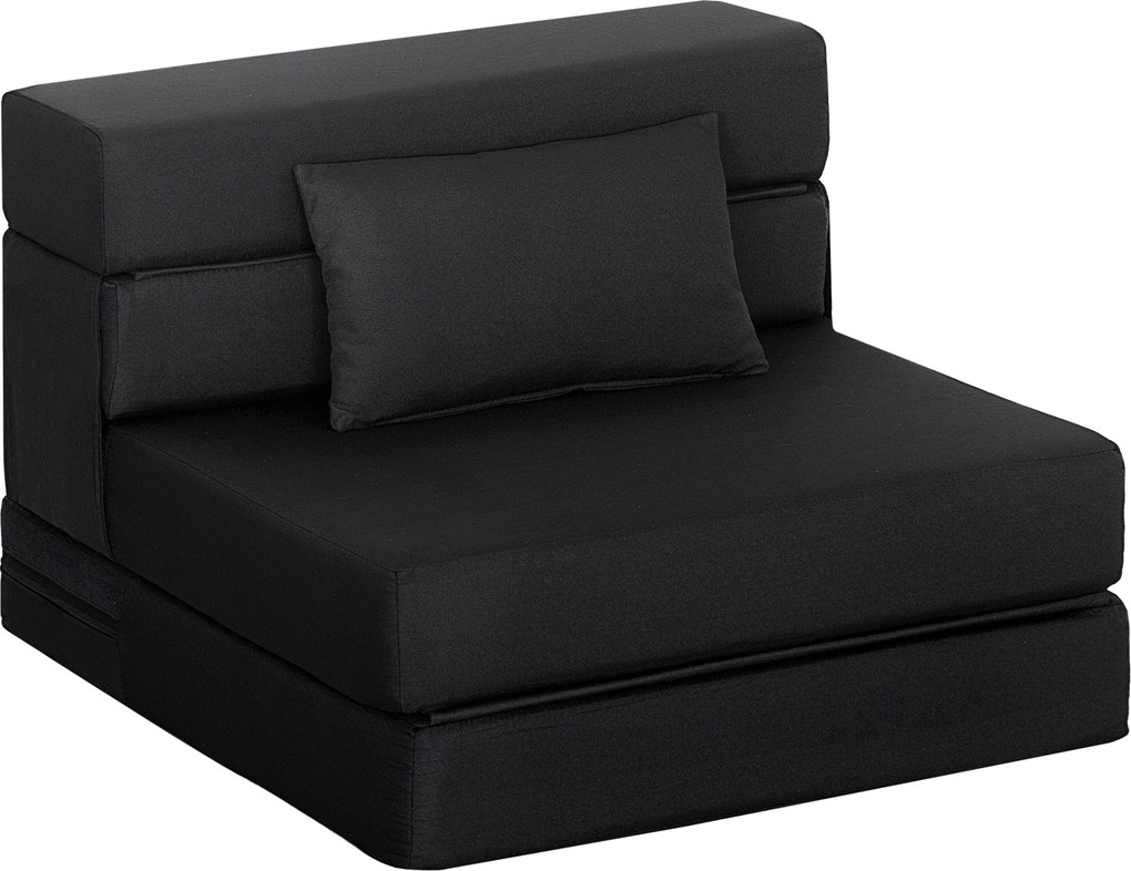 HOMCOM Poltrona conversível 1 lugar poltrona cama dobrável, almofada incluída, para convidados, sala, espaço pequeno, carga 120 kg, preto | Aosom Portugal