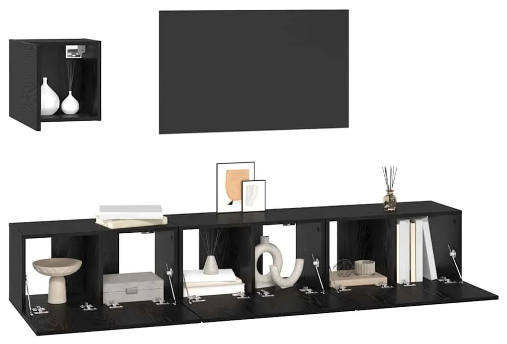 Conjunto de móvel de TV 4 pcs Carvalho preto 60 x 30 x 30 cm