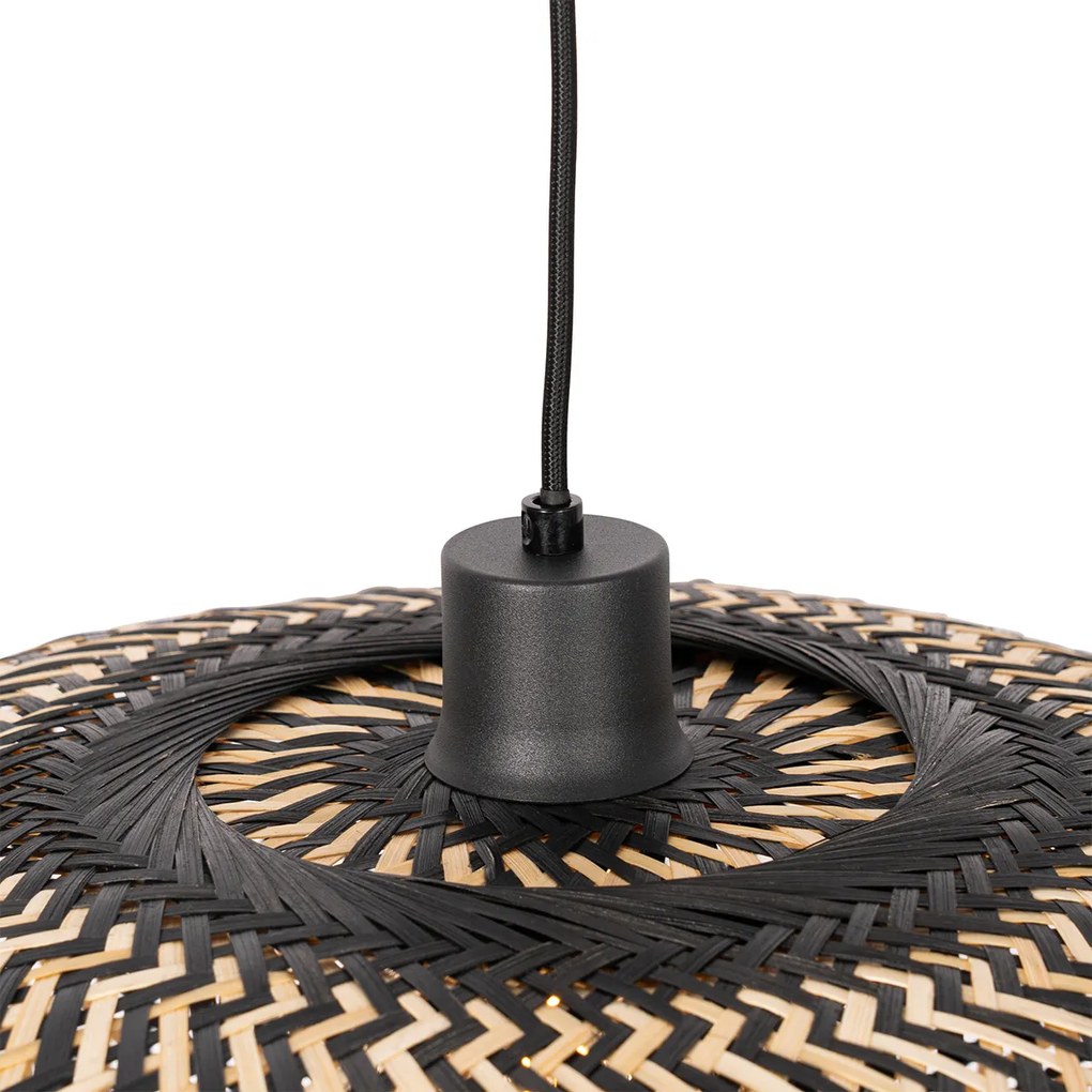 Candeeiro de suspensão oriental preto bambu 50 cm - Ostrava Oriental