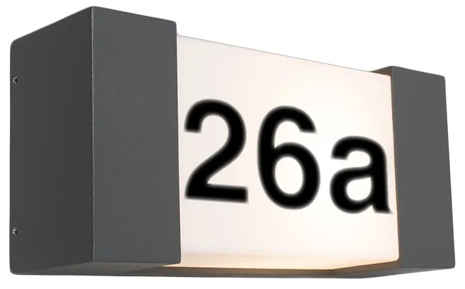 Candeeiro de parede para exterior antracite com número da residência IP54 - Tide H Moderno