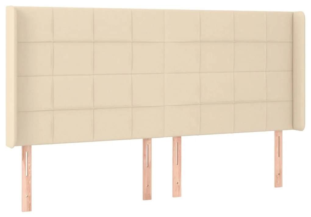 Cabeceira cama c/ luzes LED tecido 183x16x118/128 cm cor creme