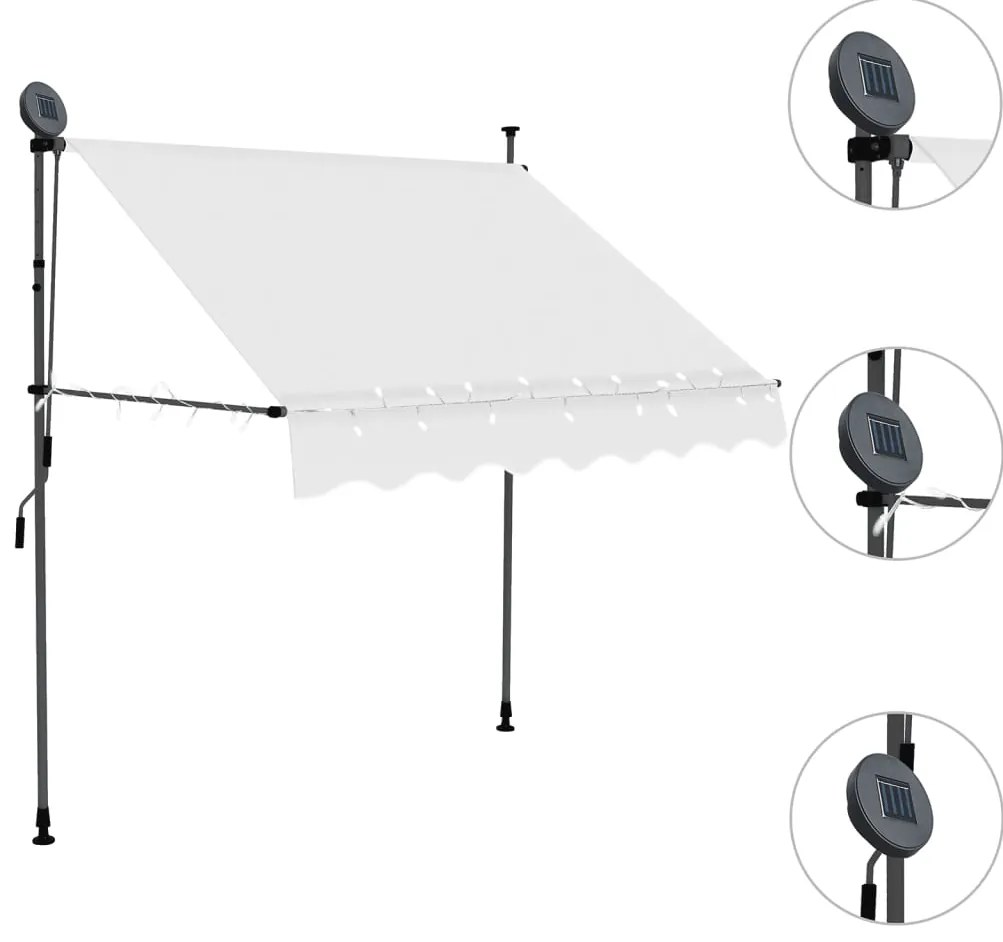 Toldo retrátil manual com LED 200 cm creme