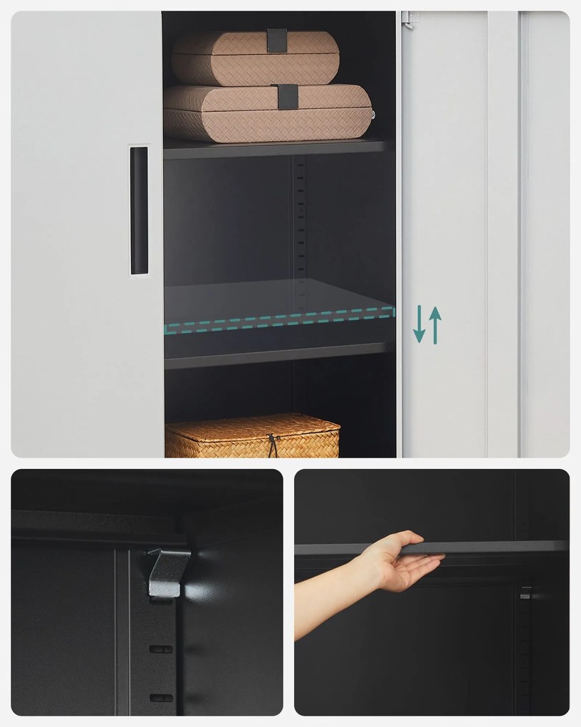 Armário de escritório com 2 portas em aço 40,2 x 80,1 x 99 cm prateado-preto