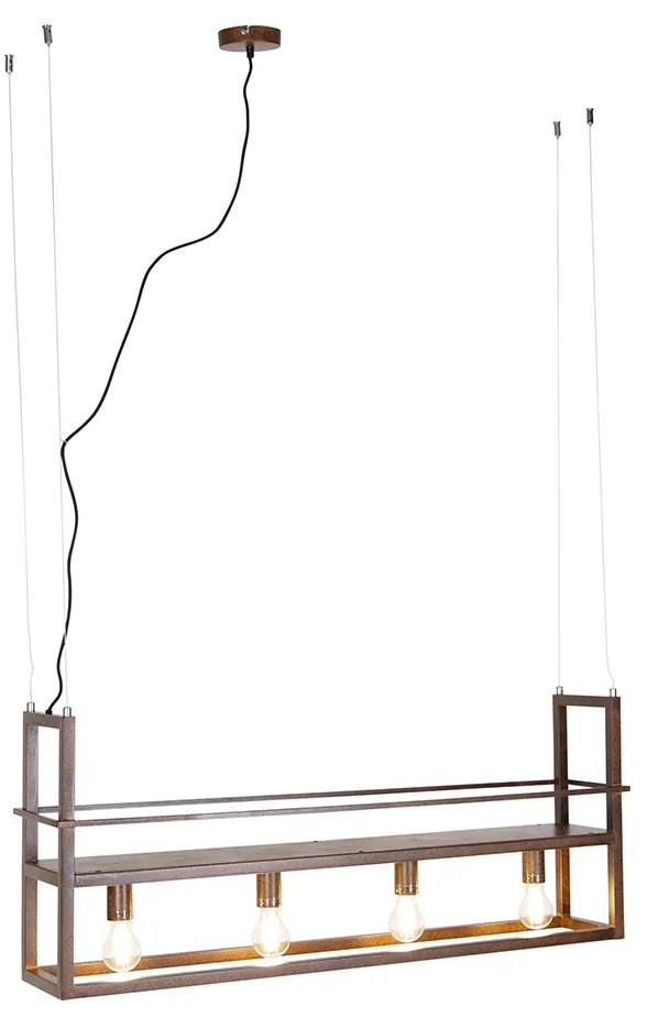 LED Candeeiro de suspensão inteligente castanho ferrugem com prateleira incl. 4 Wifi A60 - Cage Rack Industrial