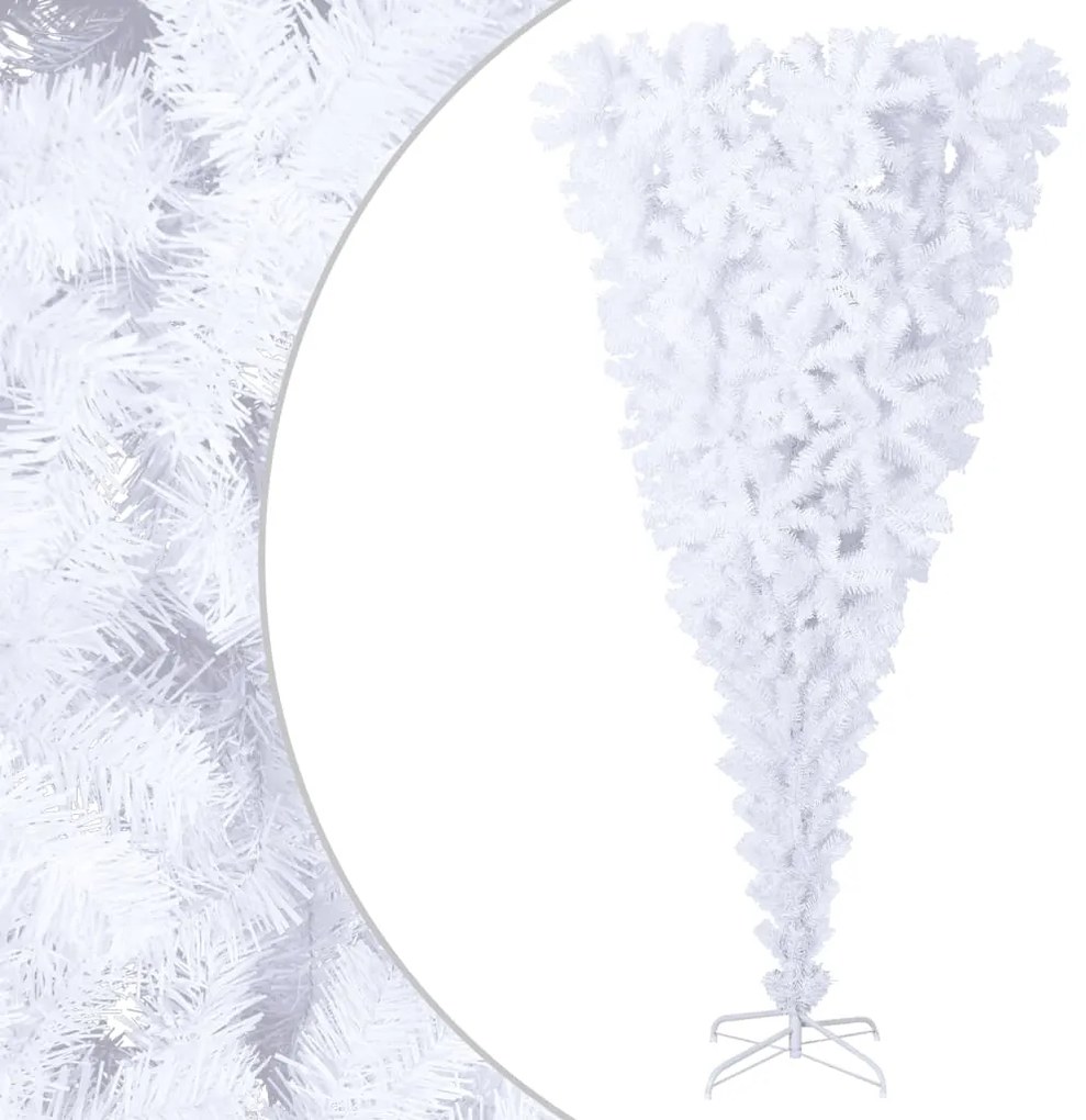 344668 vidaXL Árvore de Natal artificial invertida com suporte 210 cm branco