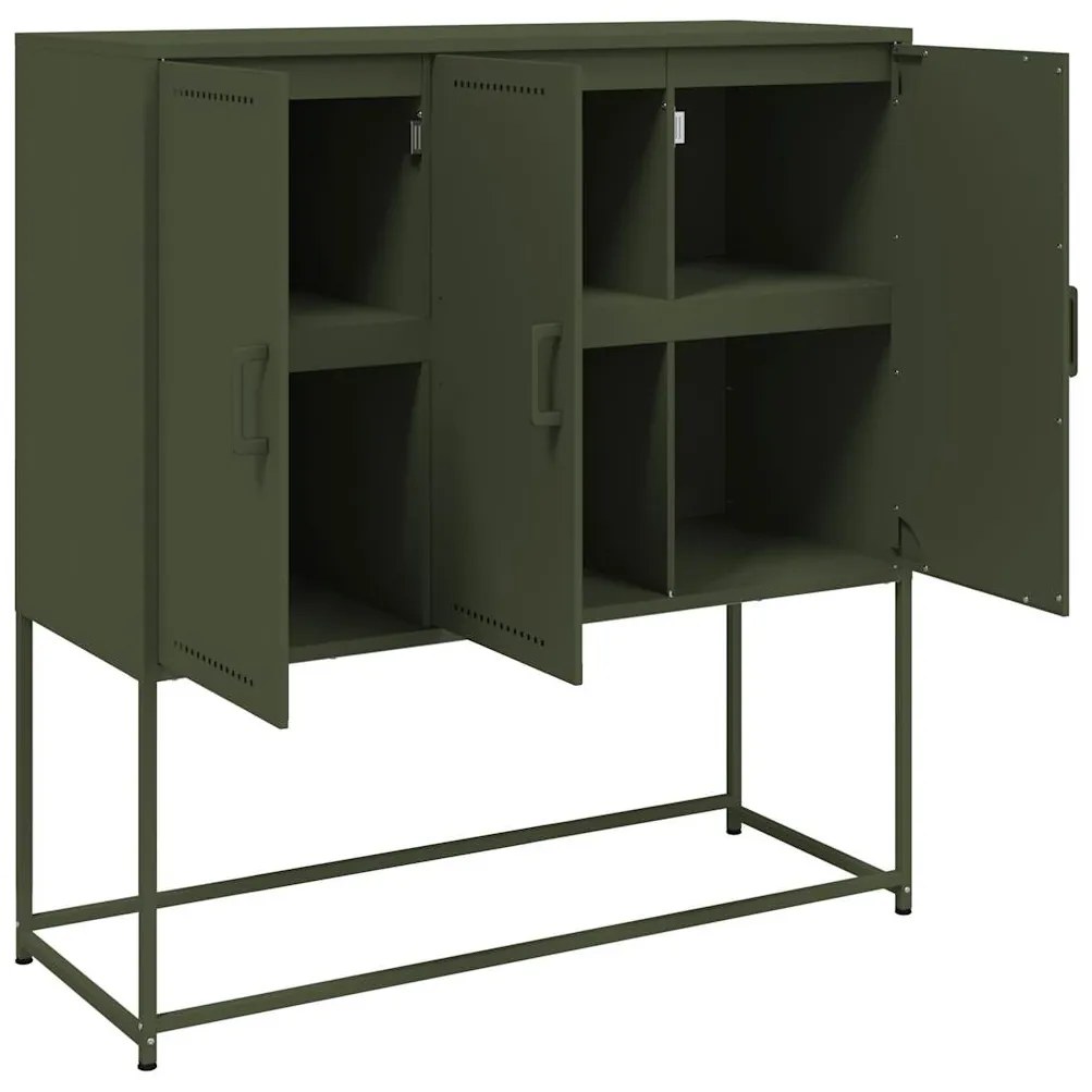 Aparador alto 100,5x39x107 cm aço verde azeitona