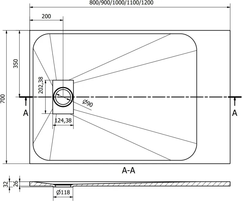 Mexen Hugo base de duche retangular SMC 120 x 70 cm, branco - 42107012
