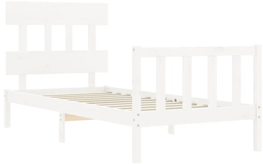 Cama sem colchão 90x200 cm madeira de pinho maciça branco