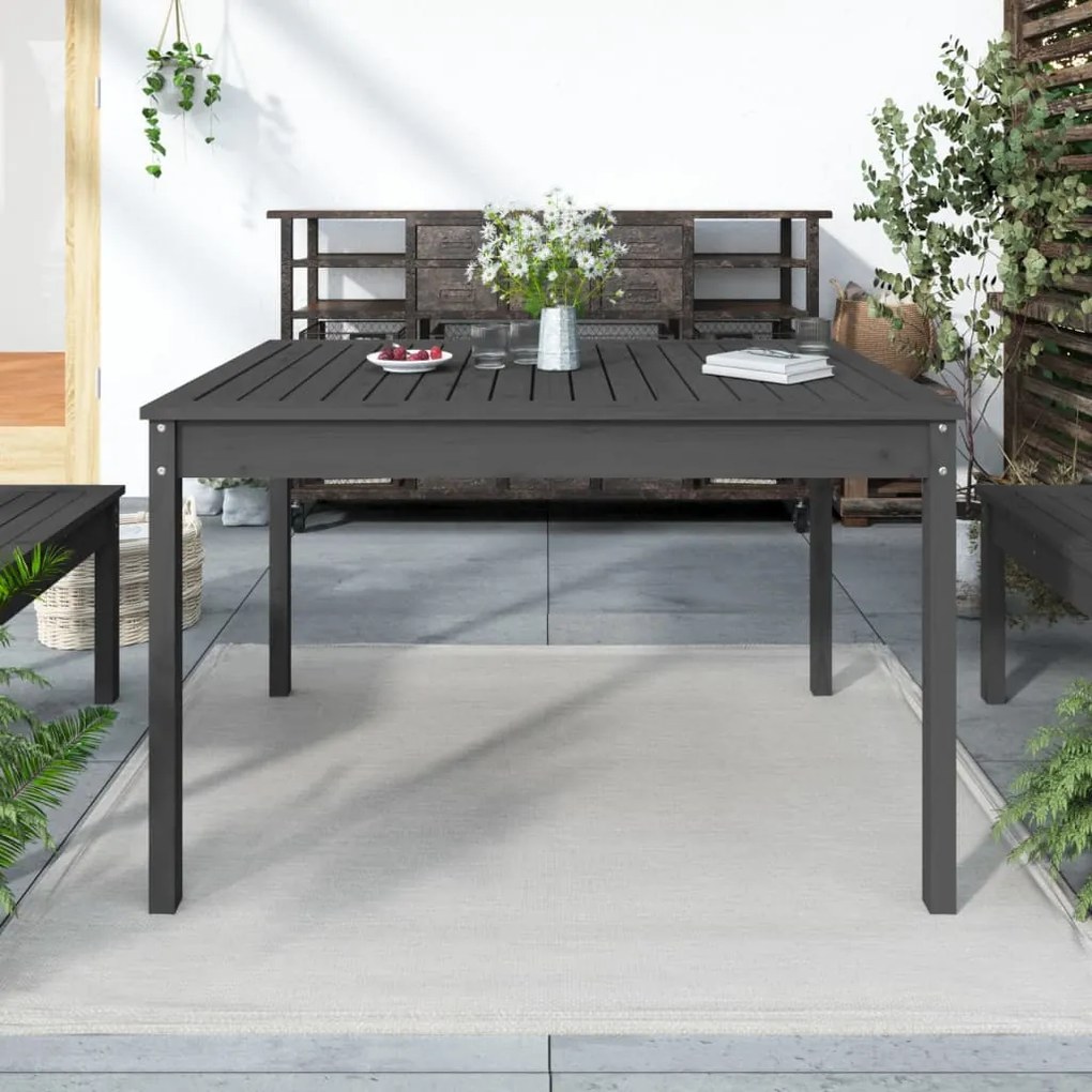 vidaXL Mesa de jardim 121x82,5x76 cm madeira de pinho maciça cinzento