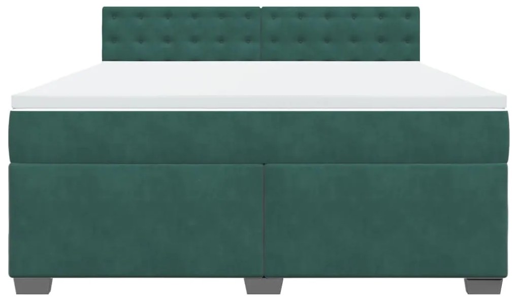 Cama com molas/colchão 180x200 cm veludo verde-escuro