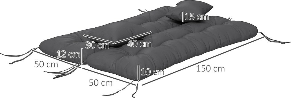 Conjunto de 4 almofadas de exterior para baloiço de jardim (NÃO INCLUÍDO) composto por 1 almofada de assento, almofadas de encosto e 2 almofadas de ca