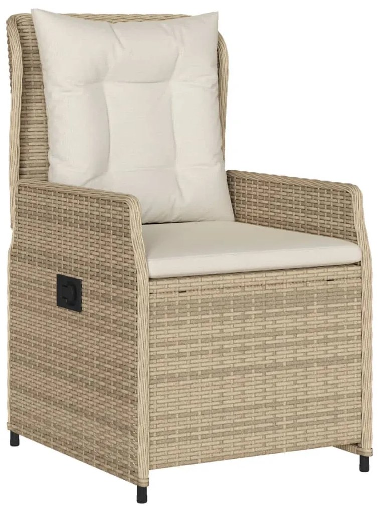 3 pcs conjunto de jantar p/ jardim com almofadões vime PE bege