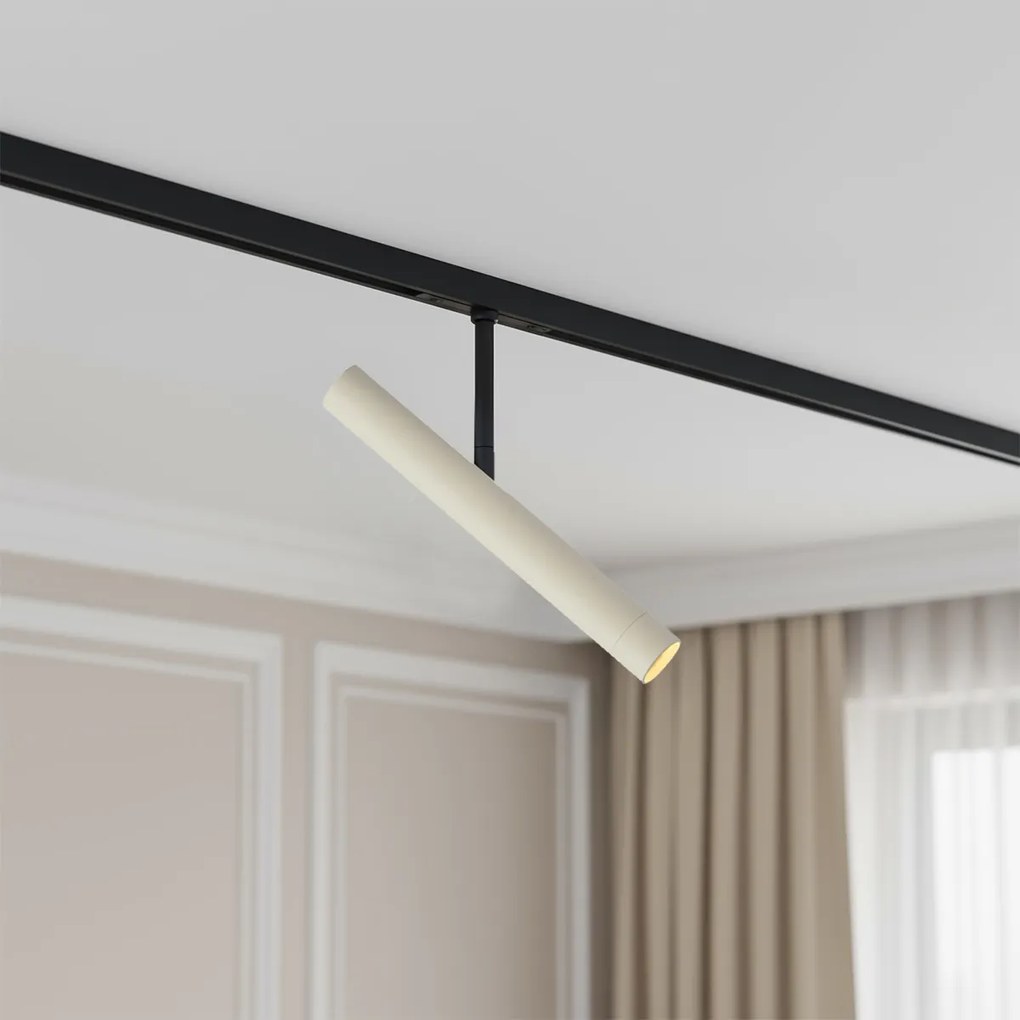 Foco moderno bege com preto para sistema de calha monofásico - Slimline Avery