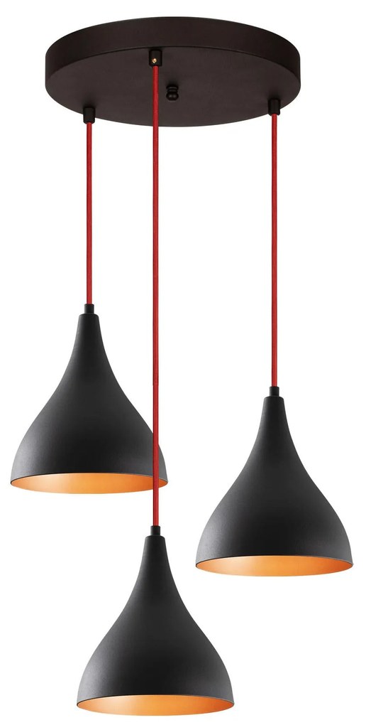Chandelier Berceste – Preto e Vermelho – 46 cm de Diâmetro x 119 cm de