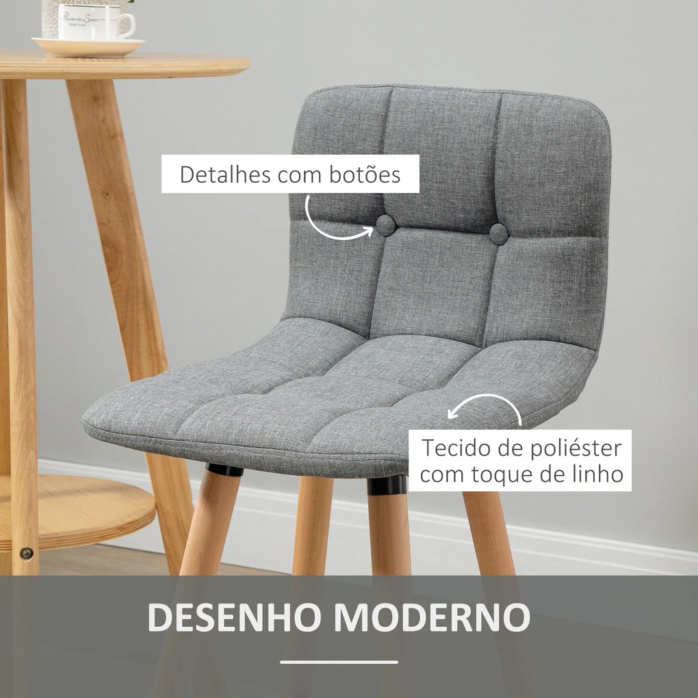 Conjunto de 2 Bancos de Bar Bancos Altos de Cozinha (MESA NÃO INCLUÍDA) com Encosto Apoio para Pés Estilo Moderno 41,5x47x97,5 cm Cinzento