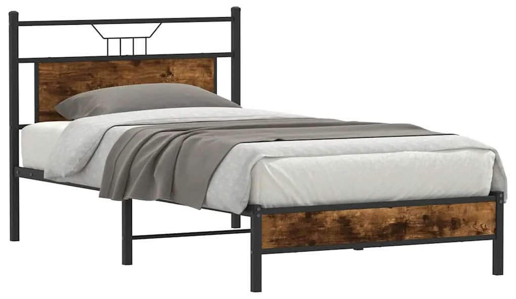 Estrutura cama s/ colchão derivados de madeira carvalho fumado
