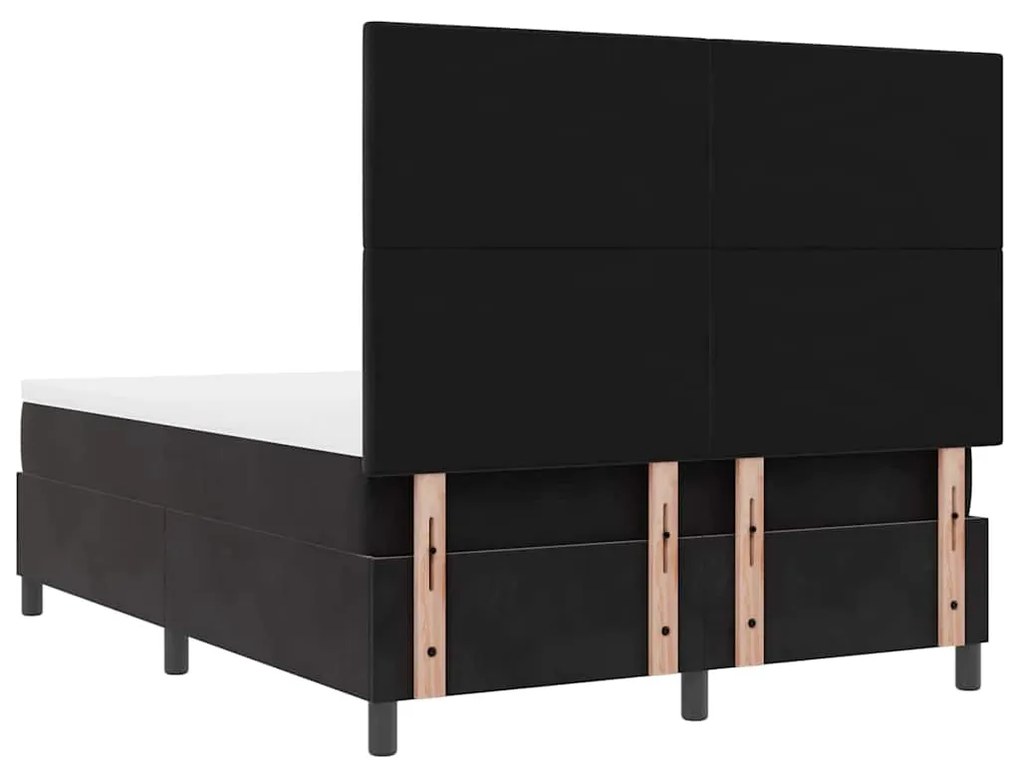 Camas Box Spring vidaXL com Colchão Preto 140x200 cm Veludo