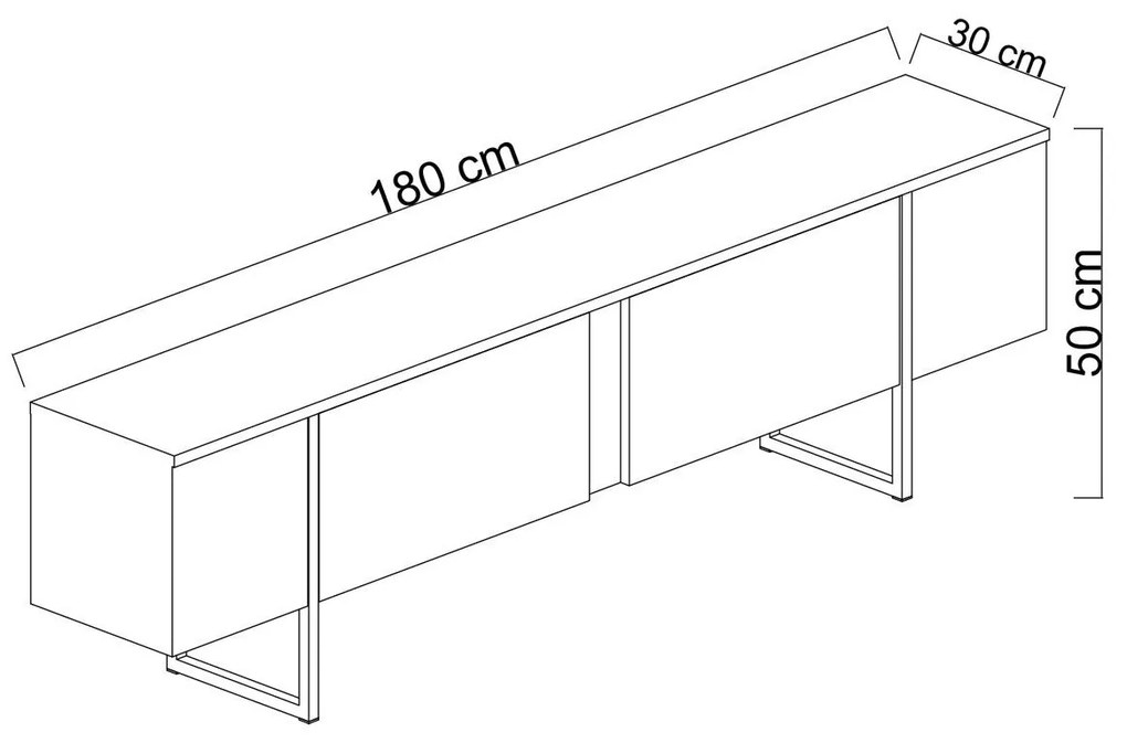 Móvel de TV "Madrid" - Travertino Mármore e Preto - 180x50x30cm - Desi