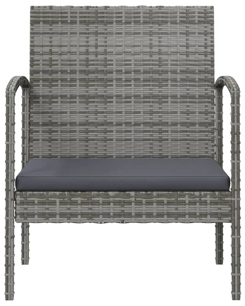 8 pcs conjunto lounge de jardim c/ almofadões vime PE cinzento