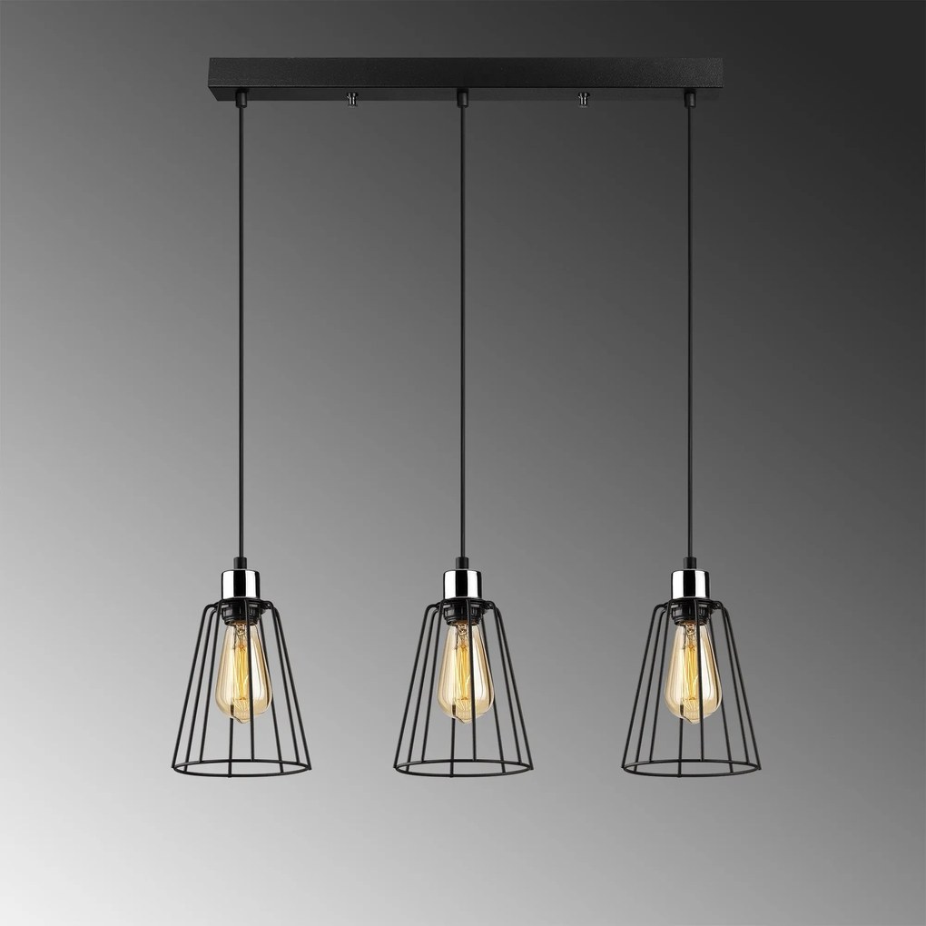Candeeiro de Teto Tel – Preto – 64 x 15 cm