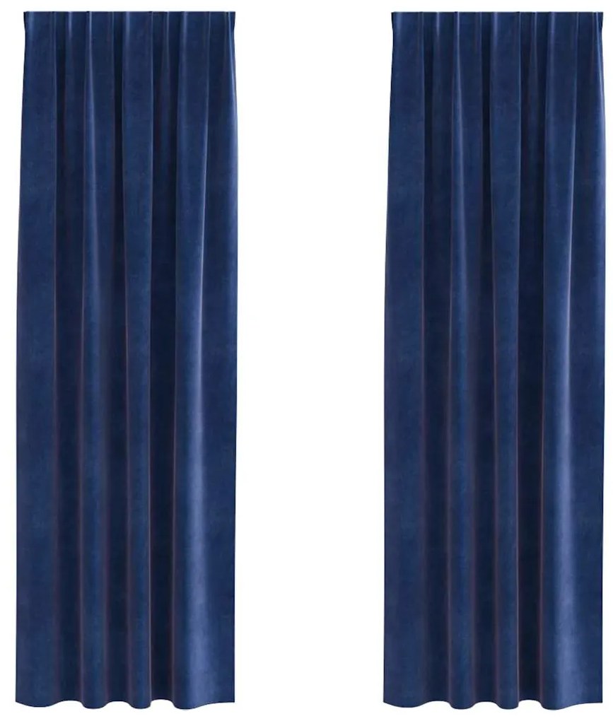 Cortinas Blackout vidaXL com fita superior 2 pcs Veludo Azul Escuro