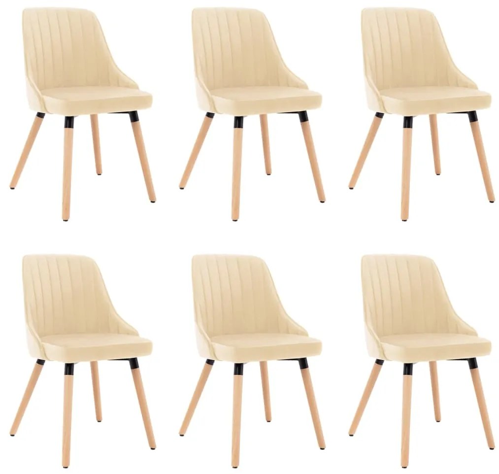 vidaXL Cadeiras de jantar 6 pcs veludo cor creme