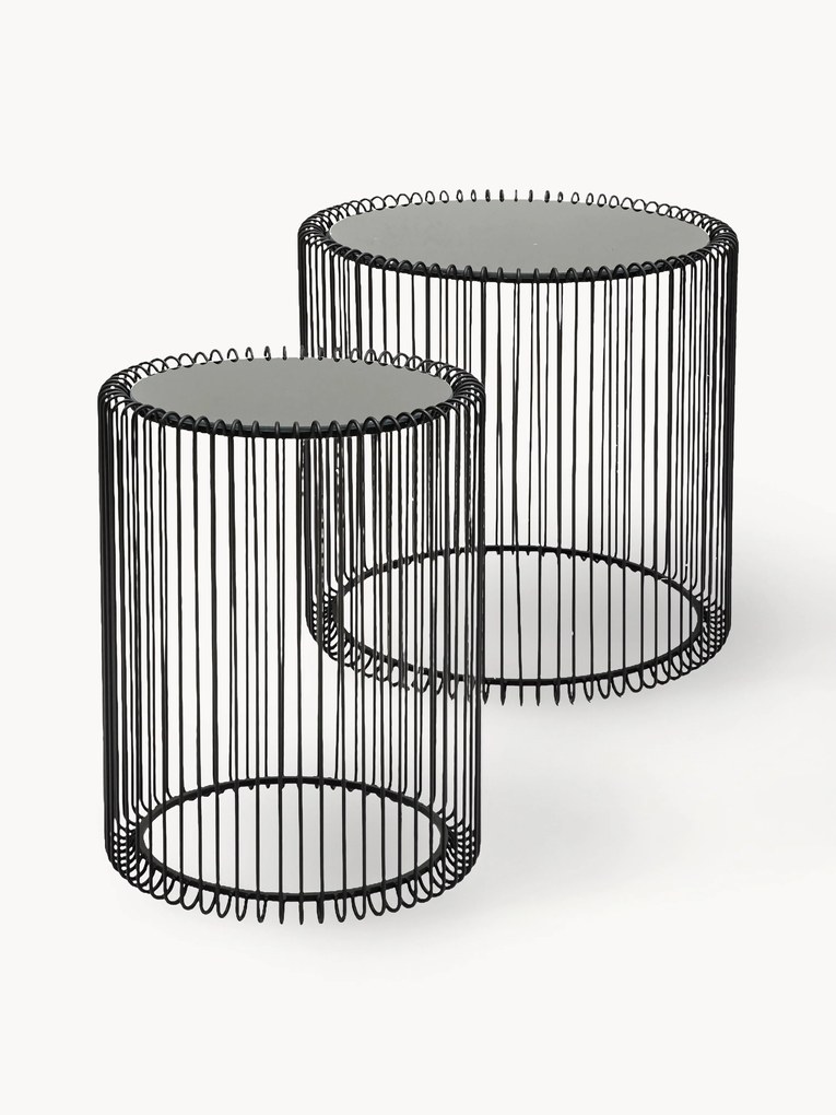 Mesa de apoio em metal com tampo de vidro Wire, 2 uni.
