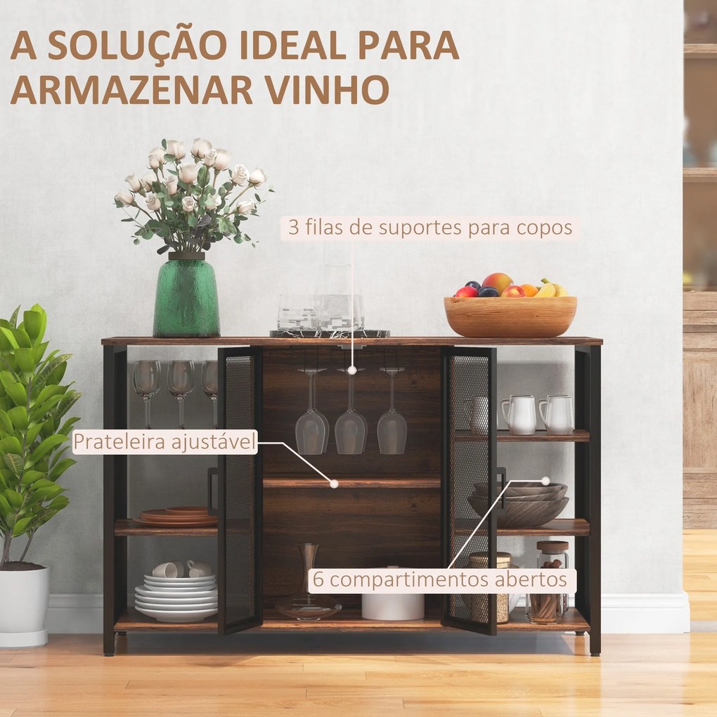 Aparador de Cozinha Industrial Móvel de Armazenamento de Garrafas com