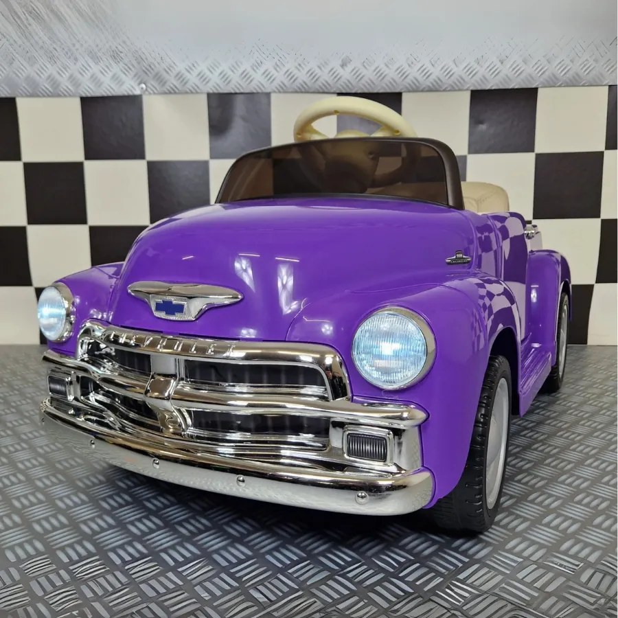 Carro elétrico para Crianças Chevrolet 3100 pick-up 12 V Pneus Borracha EVA e Assento de couro Roxo