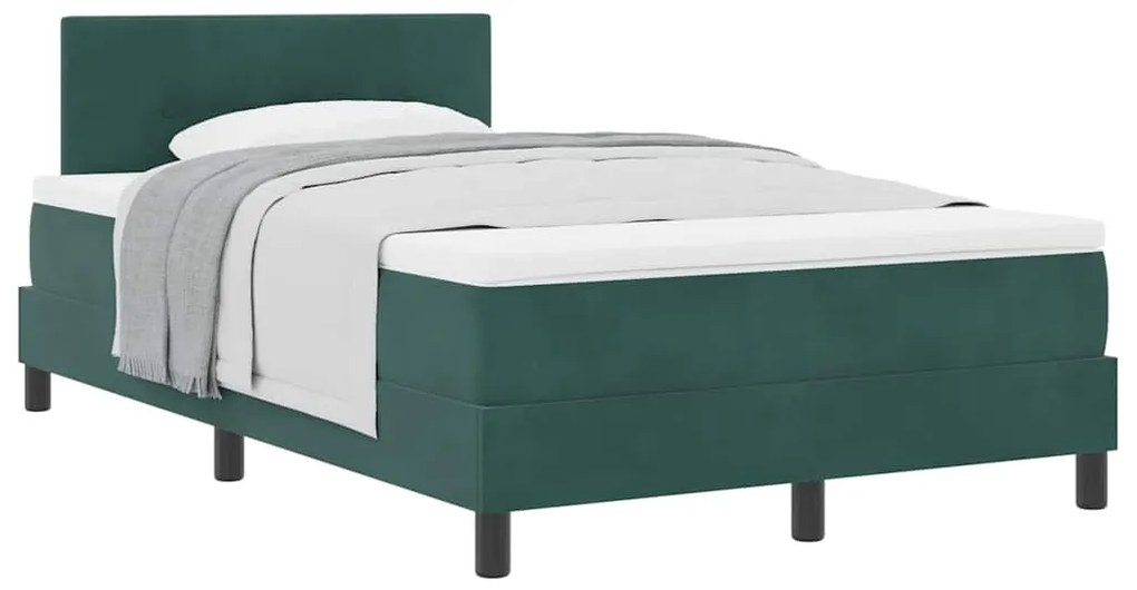 Cama Box com Colchão vidaXL Verde Escuro 120x200 cm Veludo
