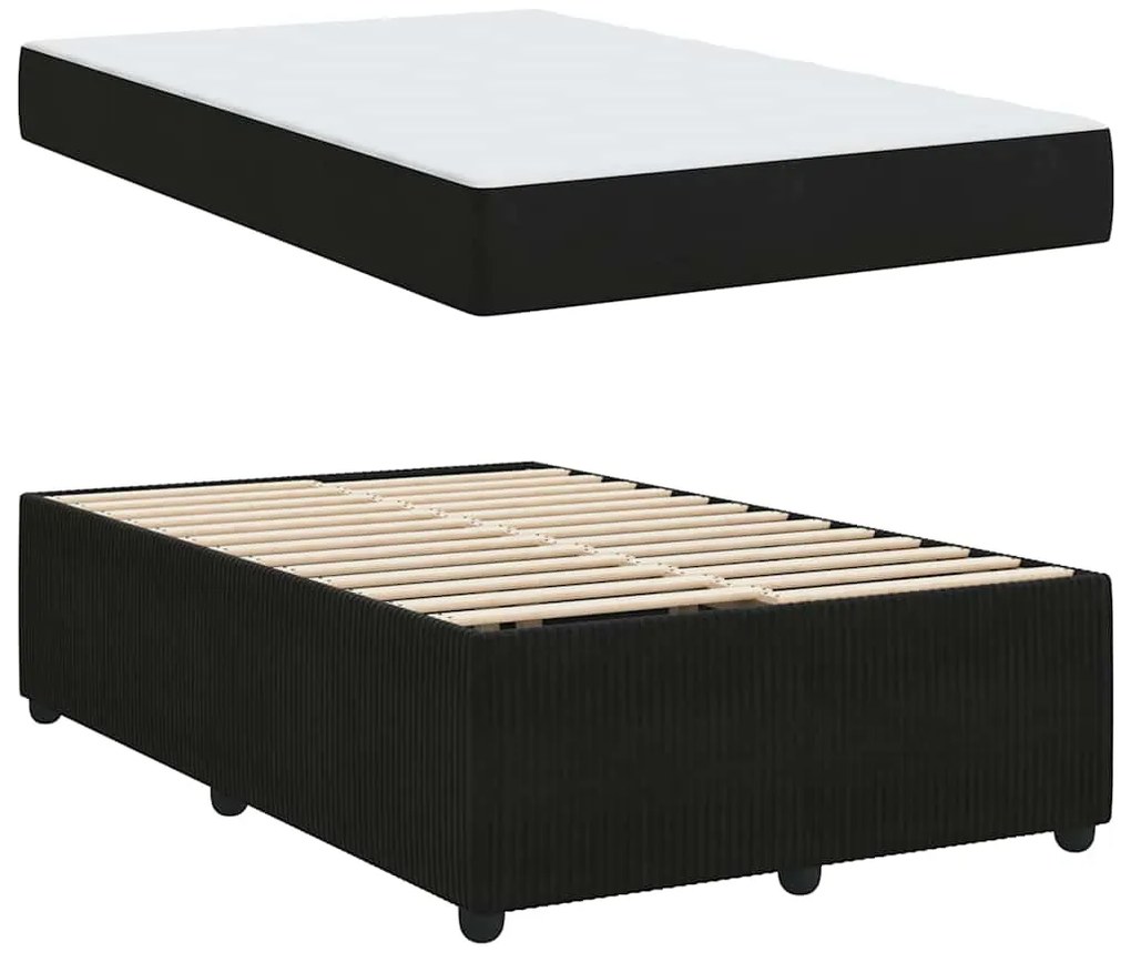 Estrutura de cama com colchão Outros Preto 120 x 200 cm Veludo