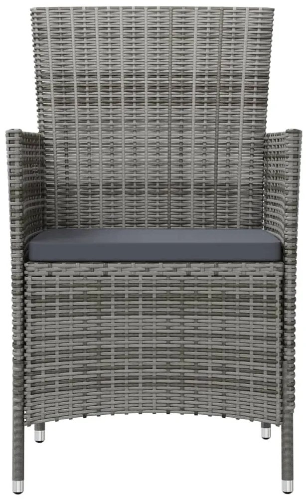 Conjunto jantar p/ exterior com almofadões 3 pcs vime cinzento