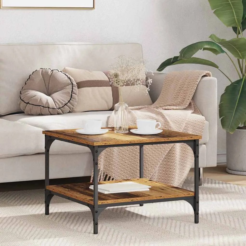 vidaXL Mesa de centro Madeira Antiga 55 x 55 x 40 cm