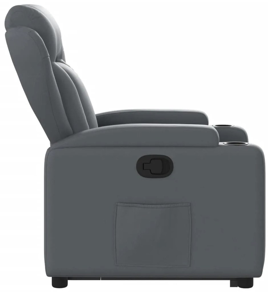 Poltrona reclinável elevatória couro artificial cinzento