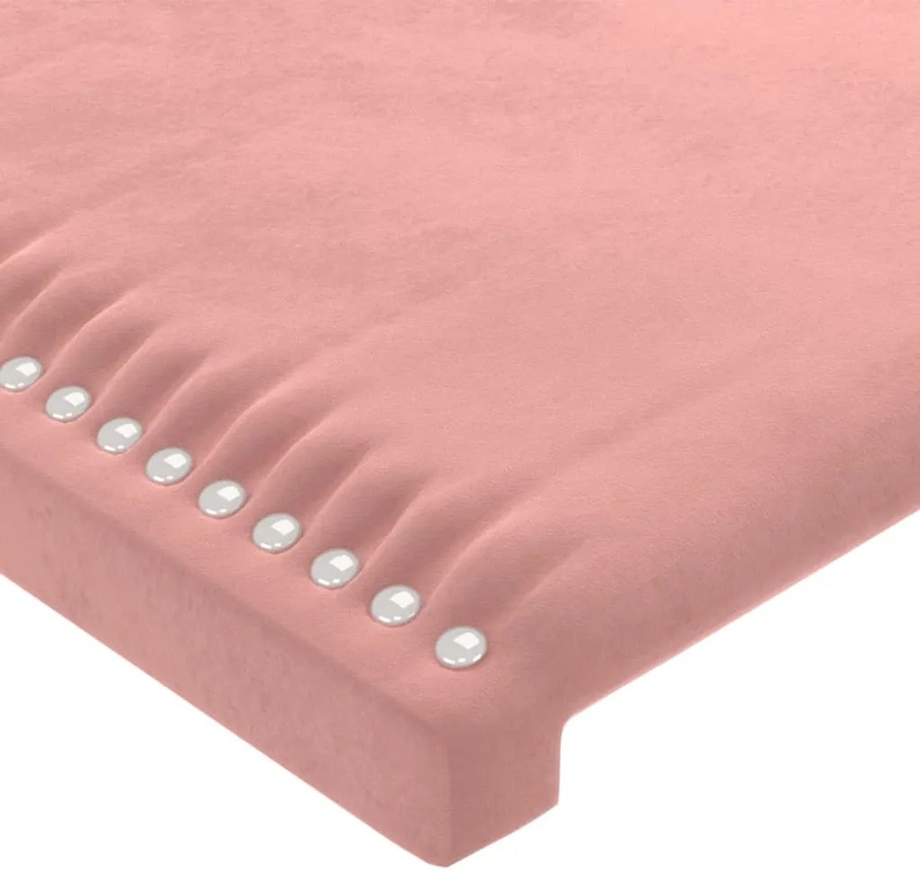 Cabeceira cama c/ abas veludo 203x16x118/128 cm rosa