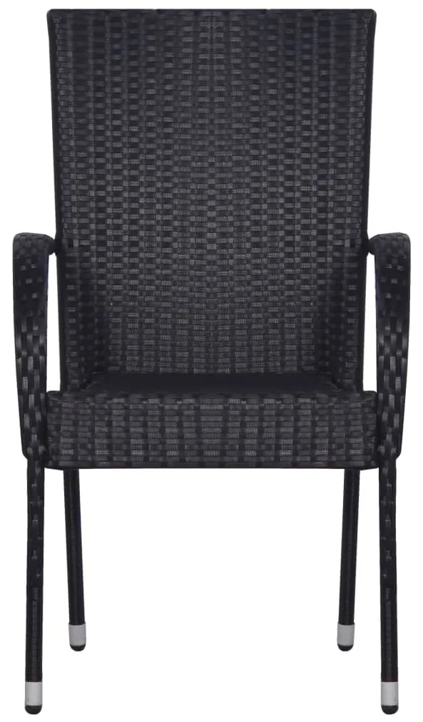 3 pcs conjunto de jantar para jardim preto